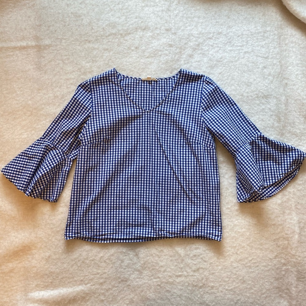 Blue and white blouse